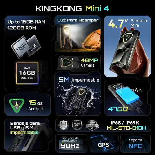 Smartphone Robusto Cubot Kingkong Mini 4 Dual Sim 6 Gb 128 G Cinza