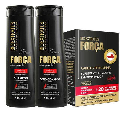 Kit Sh + Cd + Suplemento Força Com Pimenta Bio Extratus