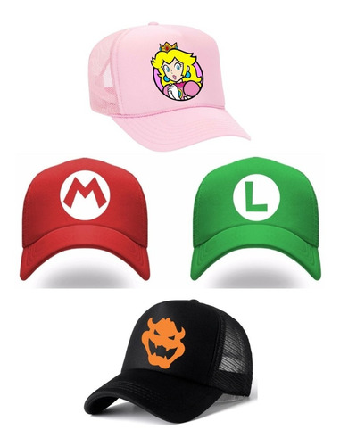 Mario Bros, Luigi, Princesa Peach Y Bowser Koopa Gorra Pack