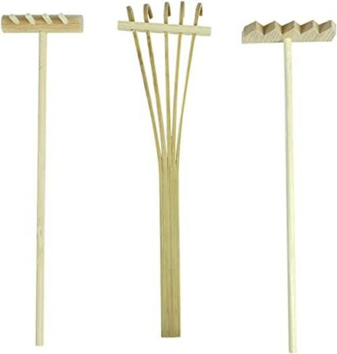Auear Juego De 3 Mini Rastrillos De Arena Zen De Bambú