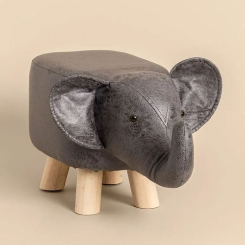 Banco Puff Banquito Mueble Animal Infantil Elefante Gris