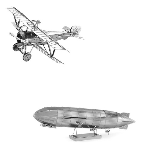 Pack 2 Puzzles 3d De Metal, Zeppelin + Biplano Nieuport 17