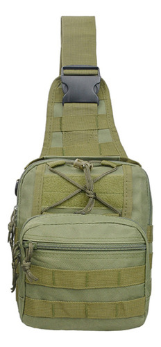 Pechera Mochila Táctica Militar Bandolera Cruzada Hombro Color Verde Diseño De La Tela Liso