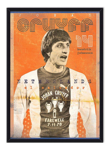Cuadro Enmarcado - Póster Johan Cruyff - Fútbol