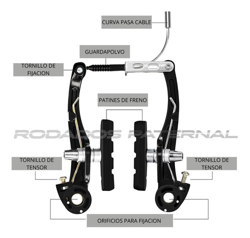 Imagen 3 de 10 de Kit Frenos V-brake Aluminio Logan Sistema Shimano Del Y Tras