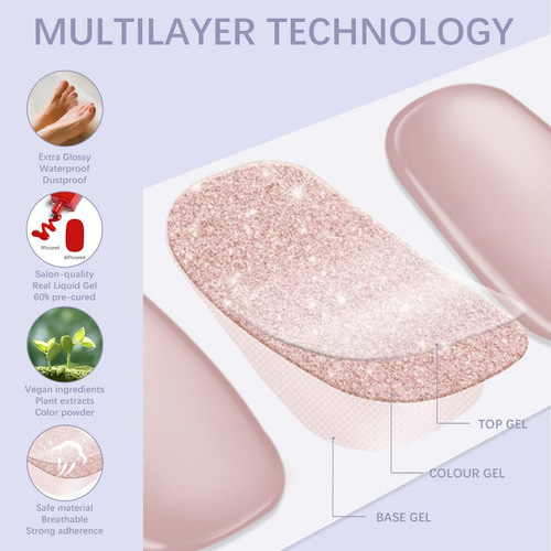 Tiras De Gel Semicuradas Para Uñas De Los Pies, Calcomanías