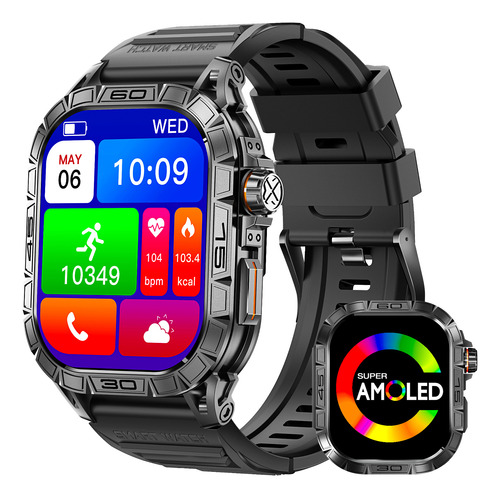 Reloj Inteligente Militar 1.96  Amoled Deportes Smartwatch