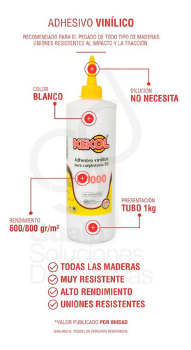 Imagen 4 de 4 de Adhesivo Vinilico Pegamento Piso Madera Kekol K1000 1k X6u