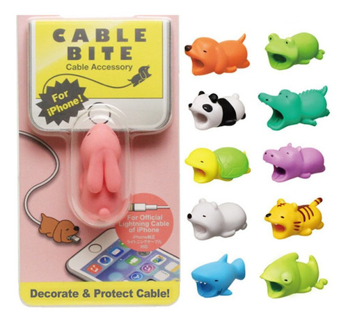 Imagen 2 de 4 de Protector De Cables De Celular Animalitos Micro iPhone Usb-c