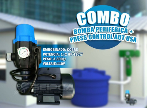 Bomba De Agua Periferica + Press Control Usa 1/2 Hp