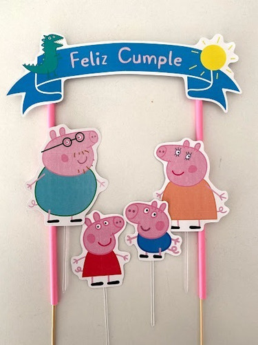 Guirnalda Papel Banderin Feliz Cumple + Peppa Pig X8 Figuras