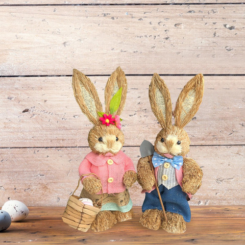 2 Uds De Pascua De Paja Hecho A Mano 35cm Adornos Estilo G