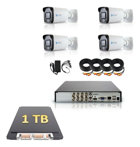 Kit 8x4 Meriva 4 Cámaras Full Color 2 Mp Dvr 1tb