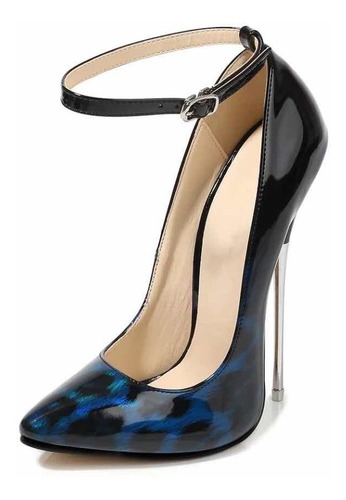 Abfa Shop A Pedido Zapatos Stiletto Leopardo Taco Azul