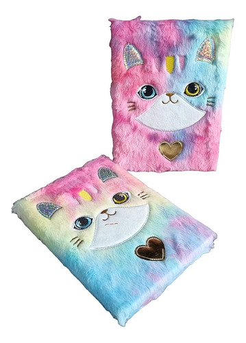 Caderno Gatinho Gato Fofo Capa Pelúcia Brochura Syj-10083