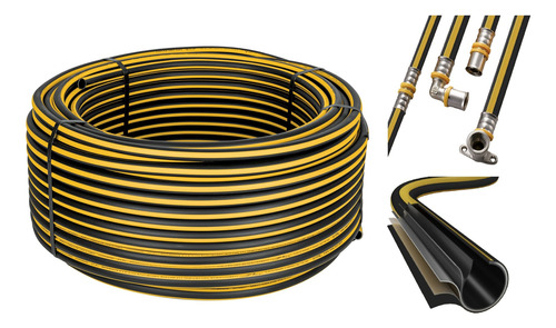 Kit De Instalacion Pe Al Pe Para 1 Servicio 15m Conexiones Negro Con Amarillo