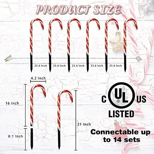 Sd Yt 12 Luces Navideñas Bastón De Caramelo Luces Estacas