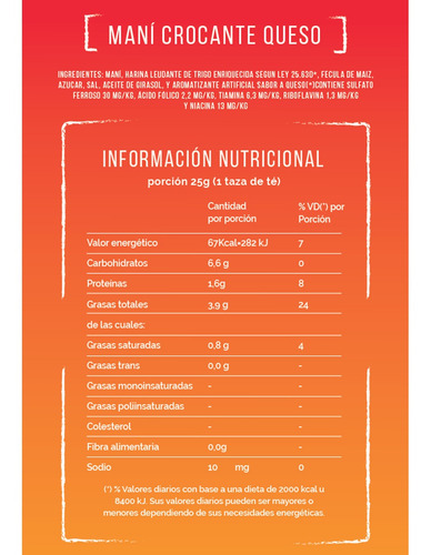 Mani Crocante Salado Sabor Queso Quento Snacks Horneados