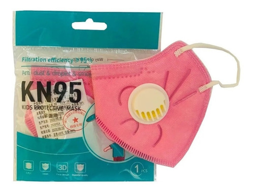 Imagen 1 de 3 de Cubrebocas Infantil Kn95 Válvula Ajustable 5 Capas 3d 1 Pcs