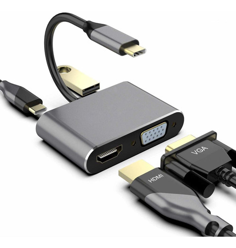 Adaptador Usb C A Hdmi Vga, Adaptador Multipuerto Av Di...