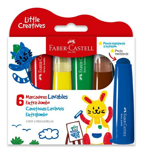 Marcadores Extra Jumbo Faber Castell Little Creatives X6 