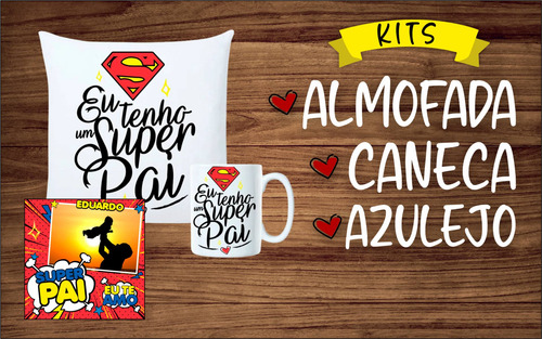 Imagem 1 de 3 de Kits Presente - (caneca + Almofada + Azulejo) - Dia Dos País
