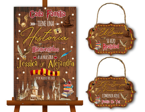 Letrero Bienvenida Boda Y 2 Letreros Para Pajes Harry Potter