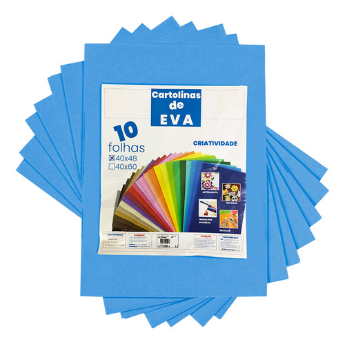 Kit 10un Cartolinas Em Eva 40x48cm Cor Azul-escuro Lisa