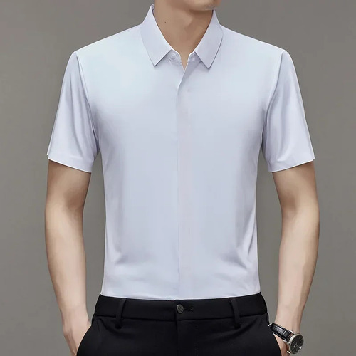 Camisa De Vestir De Seda Para Hombre De Negocios, Resistente