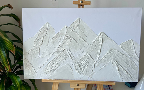 Cuadro Con Relieve Paisaje Montañas Decoración Living, Arte 