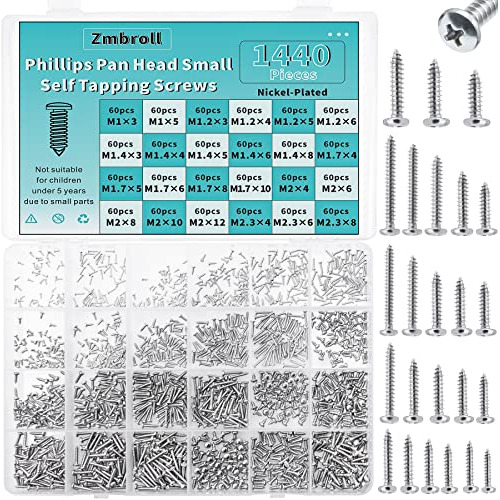 Tornillos Pequeños Autorroscantes Zmbroll, 1440 Unidades, Ph