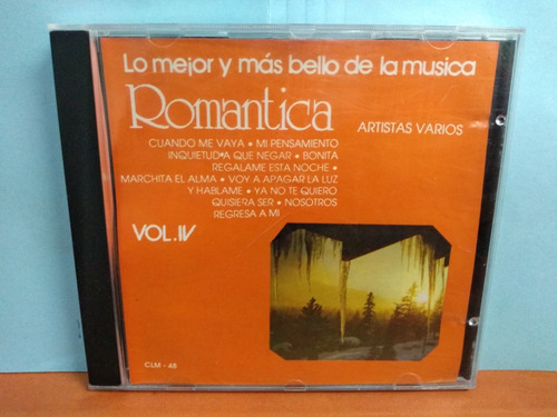 Musica Romantica, Compilado Vol.4,, Cd Album Del Año 1992. 