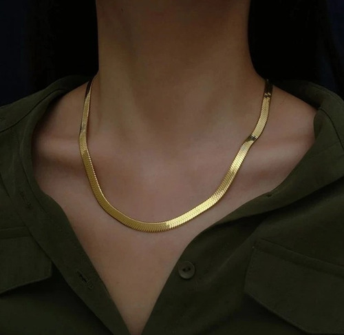 Collar Plano Chapado En Oro De 18k