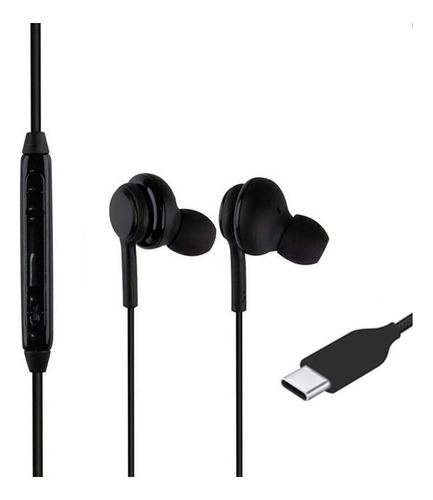 Auriculares Stereo Usb Tipo C Compatible Con Samsung Moto Color Negro