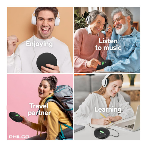 Leitor De Cd Portátil Philco Com Reprodução De Mp3 E Rádio F