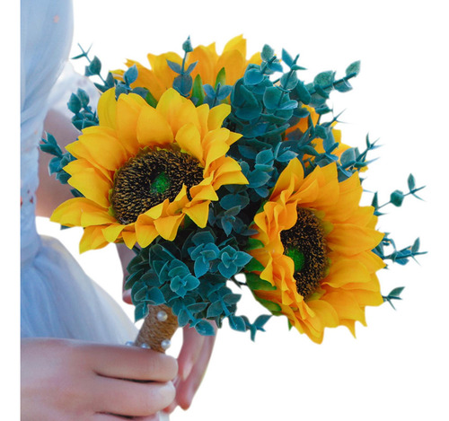 Noiva Bouquet Decoração Primavera Girassóis Artificiais