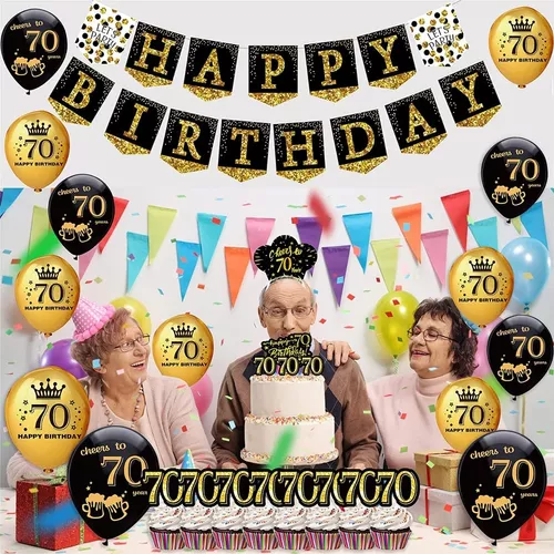 Decoraciones de cumpleaños 50 para mujer, pancarta de feliz cumpleaños,  decoración de pastel de cumpleaños 50, cortina de oro rosa, banda de feliz