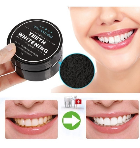 Kit 3 Carvão Em Pó Branqueador Dentes Ativado 100% Natural