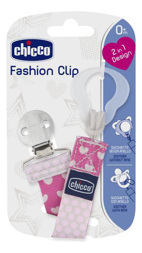 Chupete Chicco Fashion Clip Girl, rosa, de 0 meses o más