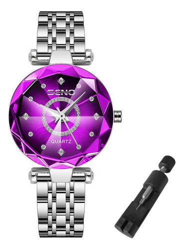 Reloj Casual De Cuarzo Inoxidable Con Diamantes Seno S042