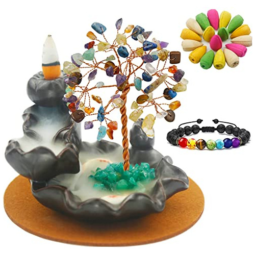 Cerámica Waterfall Incense Burner, Money Tree Q1jqt