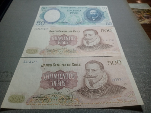 Billetes Chilenos De $500, 1987 Y 1990