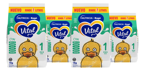 Vital 1 Leche Formula Maternizada Polvo Pouch 1kg Pack X 4un