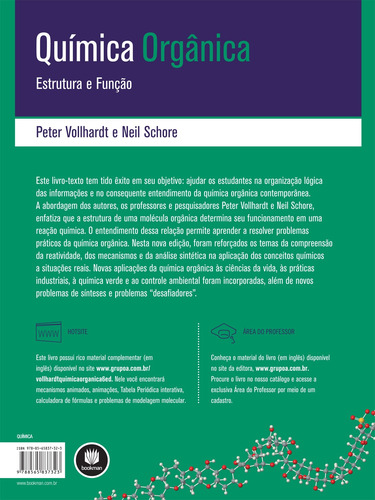 Química orgânica: Estrutura E Função, de Vollhardt, K. Peter C.. Editorial Bookman Companhia Editora Ltda., capa mole em português, 2013