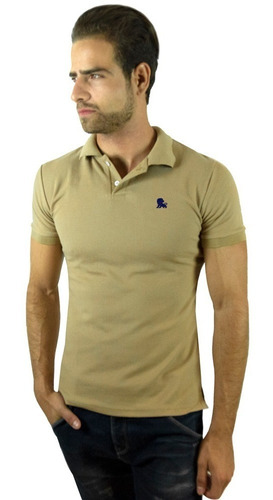 Playera Polo Valdov Caballero Classic Fit Beige / A Marino