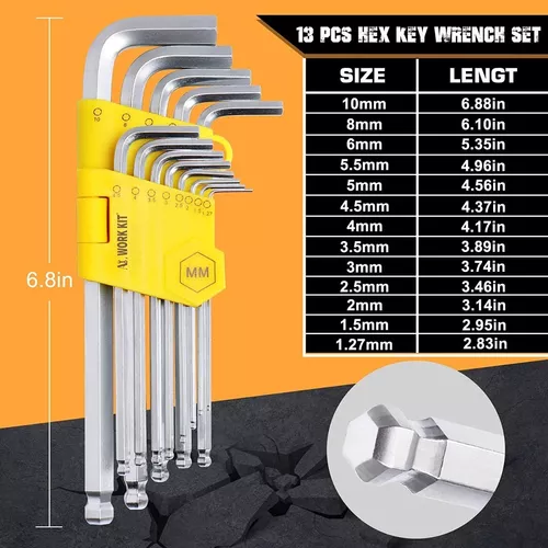 Llaves allen imperiales profesionales de 1 pieza, llave hexagonal de bola,  1/16, 5/64, 3/