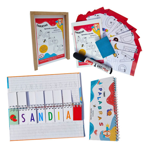 Tarjetas Abecedario + Libreta Palabras Leer Y Escribir Niños