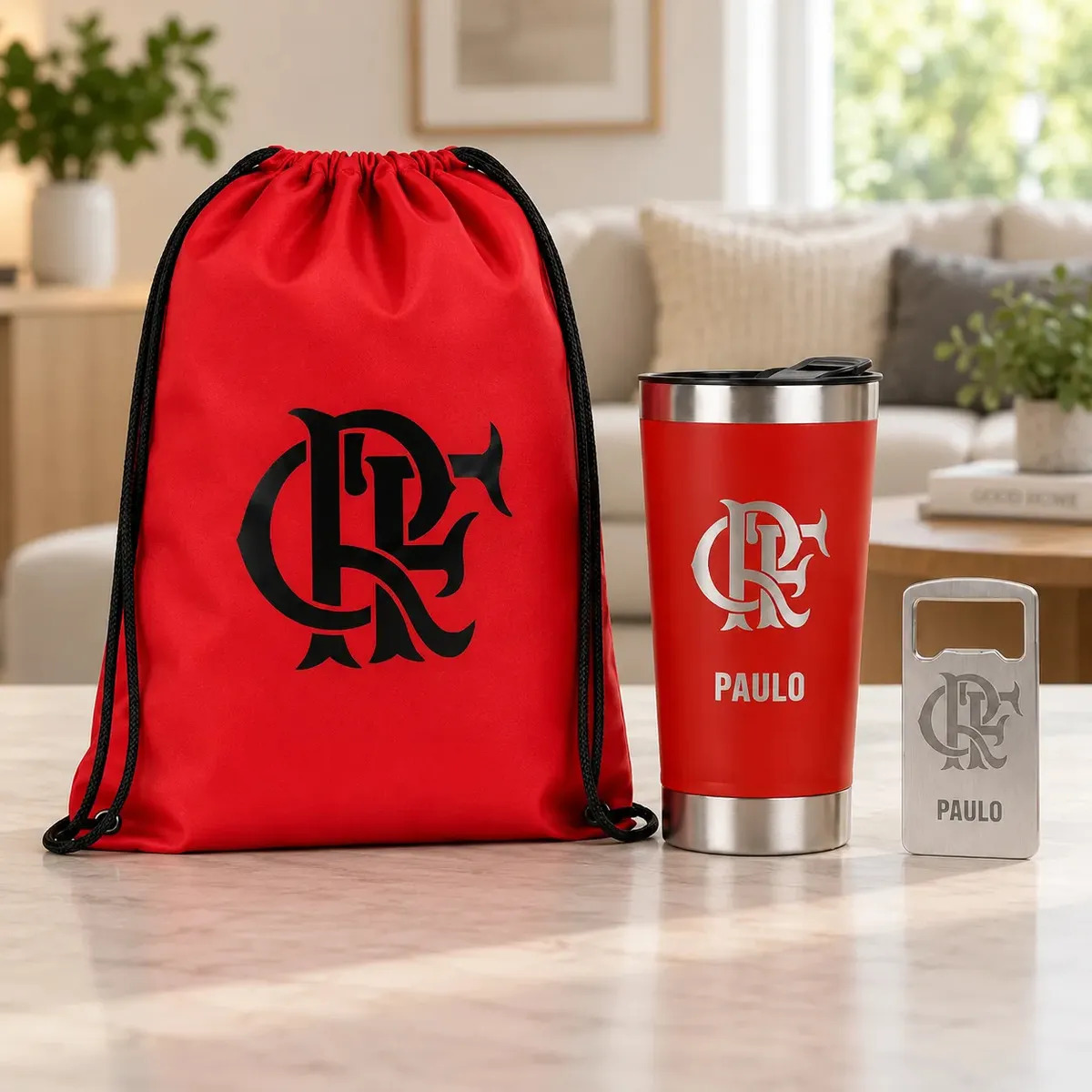 Copo Térmico Flamengo Personalizado Nome Kit Sacochila Vermelho Flamengo