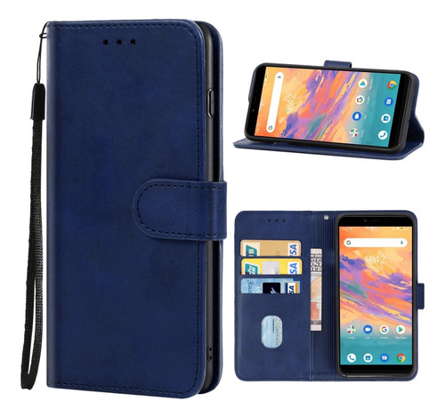 Funda De Teléfono De Cuero Azul For Umidigi A3s