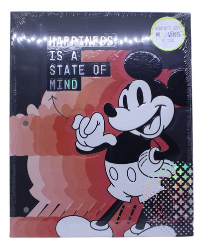 Carpeta Escolar N°3 Mickey Mouse 2 Tapas Cordón Disney Happy